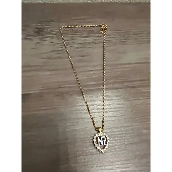 Vintage Nina Ricci Gold-Plated Monogram Heart Pendant Necklace